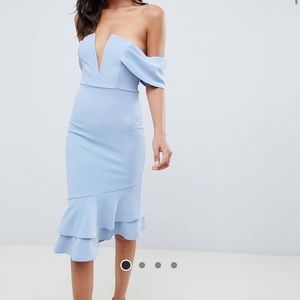 ASOS blue midi dress size 0 NWT